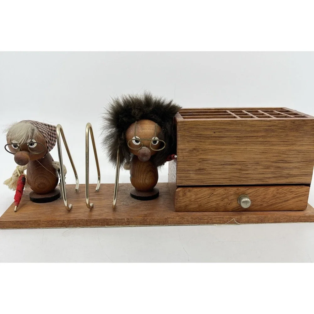 MCM‎ Kitschy Desk Organizer 1950's Wood Earl Bernard Japan Odd Couple
